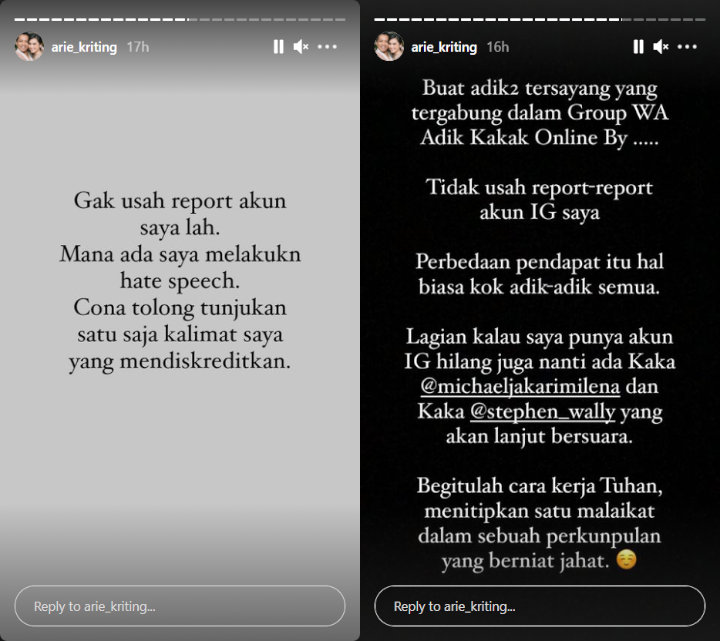 Ramai Ajakan Report Akun IG Arie Kriting, Identitas Pelaku Berhasil Terungkap