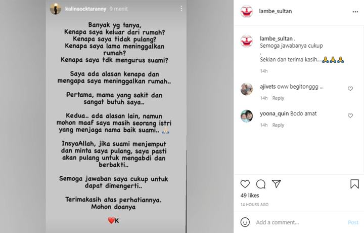 Kalina Oktarani Punya Alasan Lain Tinggal Bareng Ibu, Ingin Dijemput Vicky Prasetyo?