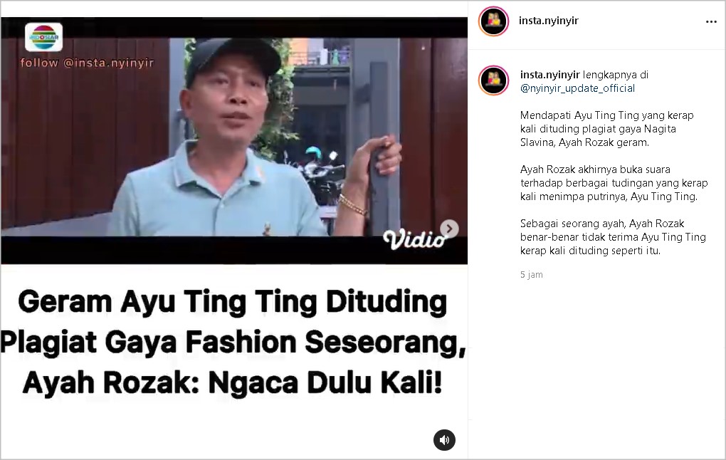 Ayah Ayu Ting Ting Tanggapi Soal Fashion Putrinya Kerap Dituding Plagiat, Pembelaannya Jadi Sorotan