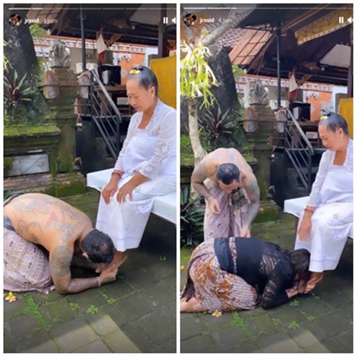 Bebas dari Penjara, Jerinx Langsung Cium Kaki Ibunda Saat Jalani Upacara Melukat
