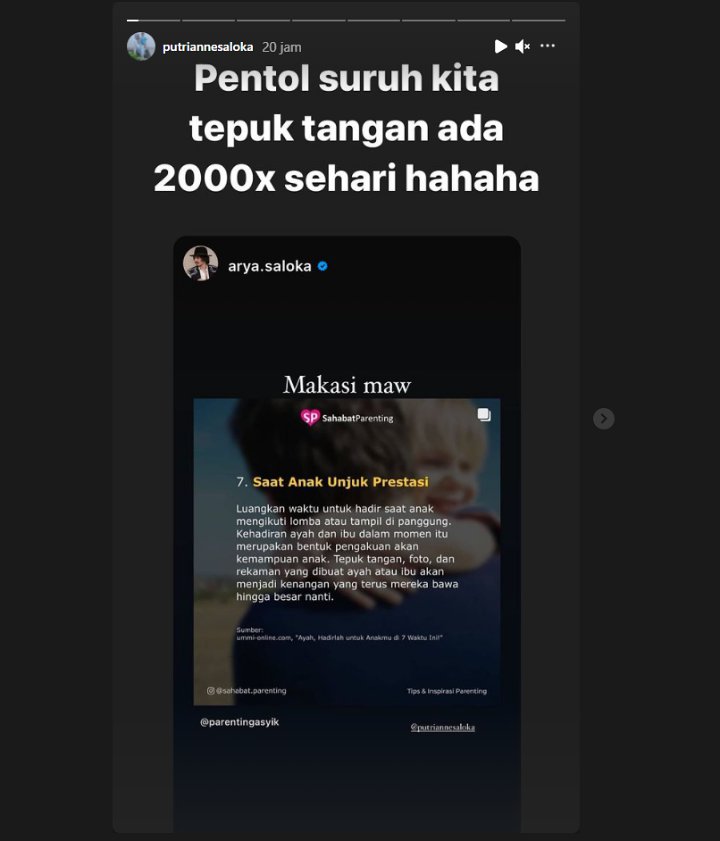 Suami Sibuk Main Sinetron, Putri Anne Ingatkan Arya Saloka Untuk Urus Anak