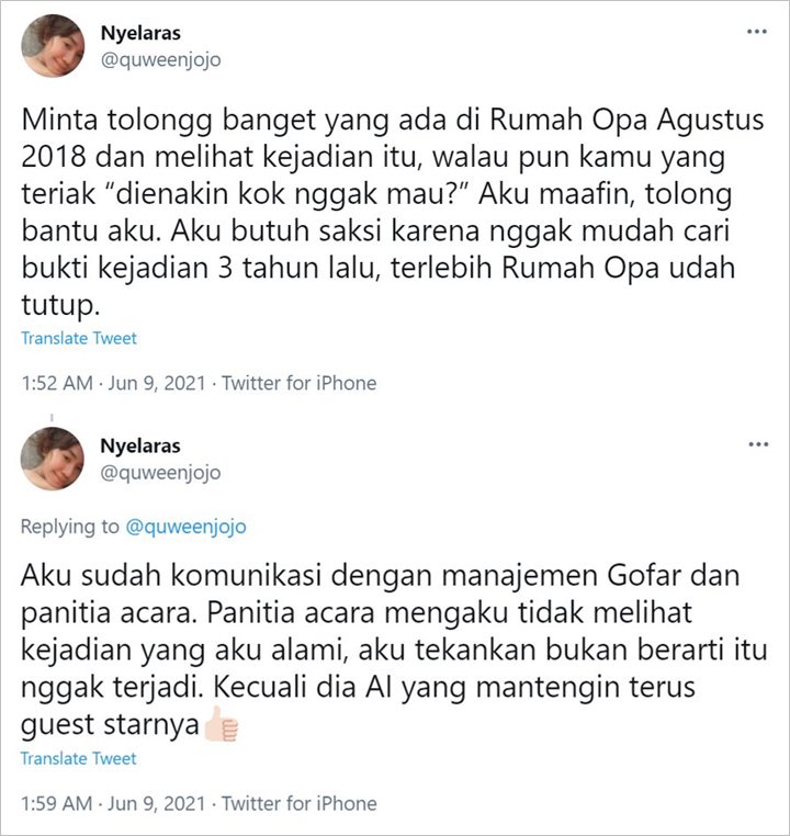 Panitia Acara dan Manajemen Gofar Hilman Sebut Tak Lihat Kejadian Pelecehan Seksual