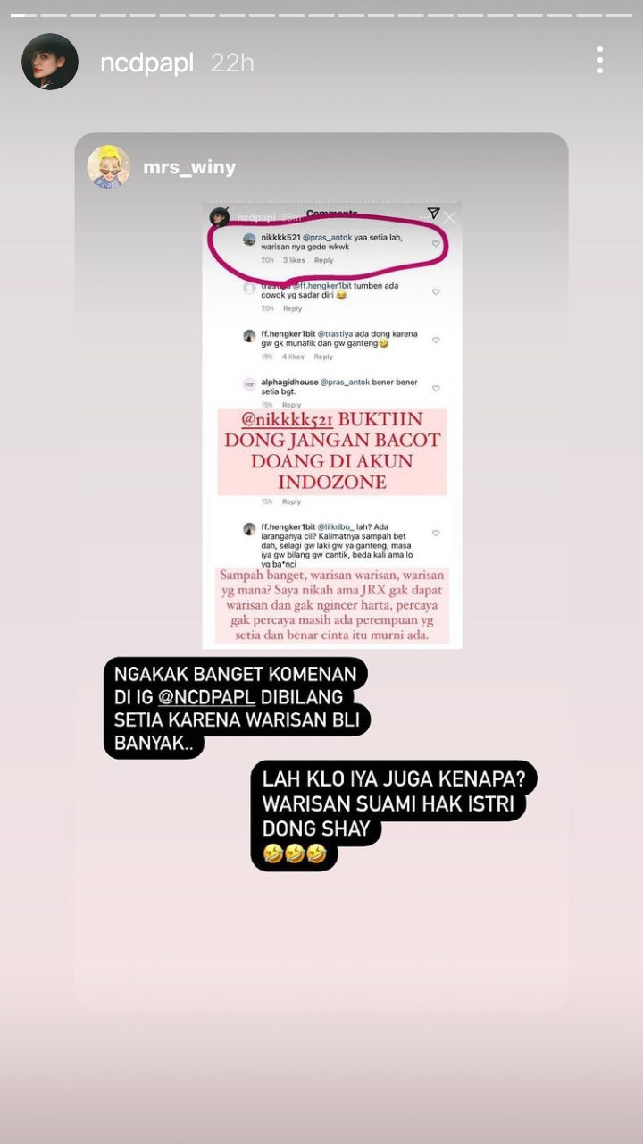 Nora Alexandra Ngegas Dituding Setia Cuma Karena Incar Warisan Jerix SID, Ramai Dibela