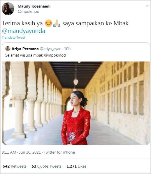 Salah Alamat, Begini Reaksi Kocak Maudy Koesnaedi Mendadak Dapat Ucapan Selamat Wisuda