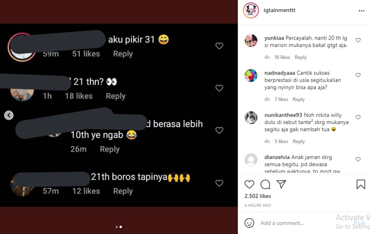 Berani Tampil Seksi, Gaya Marion Jola Saat Rayakan Ultah ke-21 Malah Diledek Ketuaan