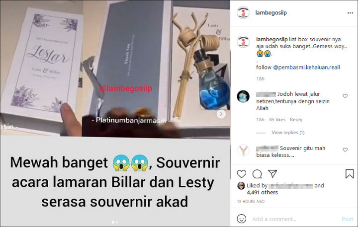 Suvenir Pertunangan Lesty Kejora dan Rizky Billar