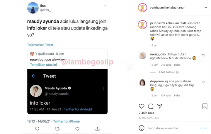 Lulus S2 Stanford University, Beredar Fake Tweet Maudy Ayunda Cari Info Loker Bikin Ngakak