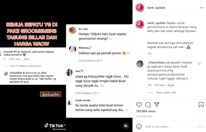 Ditanggung Rizky Billar, Total Harga 17 Pasang Sepatu Branded Para Groomsman Bikin Syok