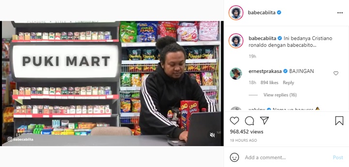 Babe Cabita Impersonate Cristiano Ronaldo, Ernest Prakasa Langsung Mengumpat Lihat Endingnya