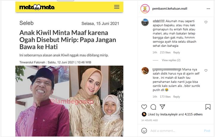 Anak Kiwil Minta Maaf dan Ungkap Alasan Ogah Disebut Mirip Malah Makin Dinyinyiri