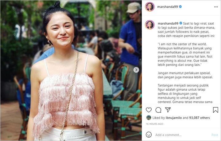 Marshanda Tulis Pesan Khusus Untuk yang Sedang Viral, Minta Resapi Pemikiran Ini