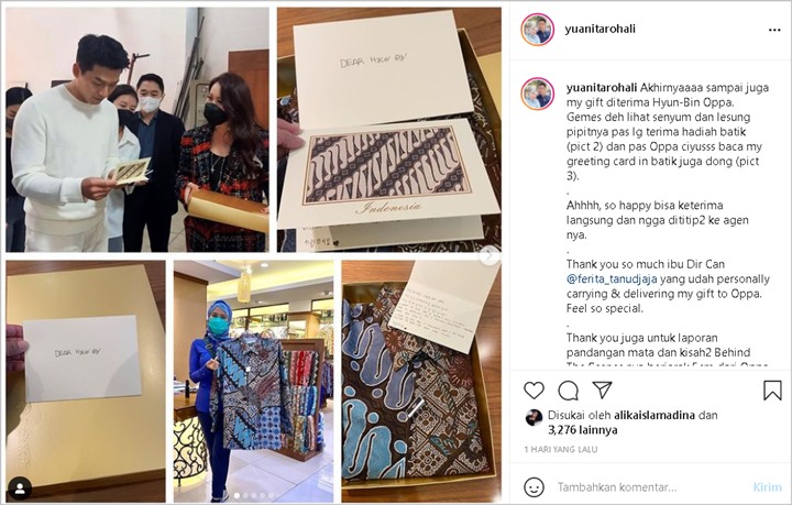 Bikin Iri, Ibunda Alika Islamadina Unggah Bukti Hadiah Kemeja Batik Diterima Langsung Oleh Hyun Bin