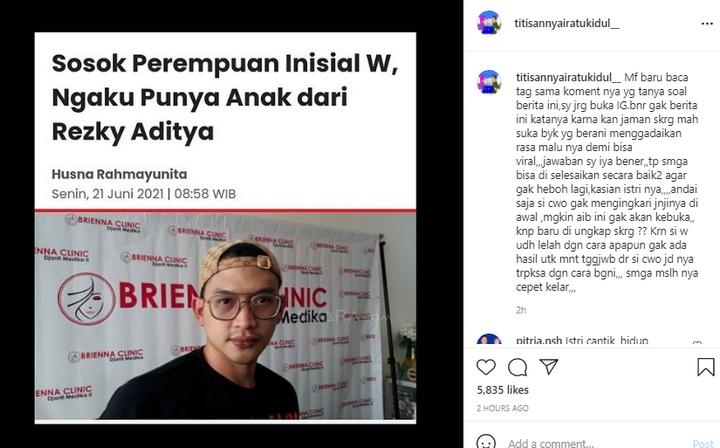 Ramalan Nyai Kidul Soal Rezky Aditya Hamili Wanita Berinisial W