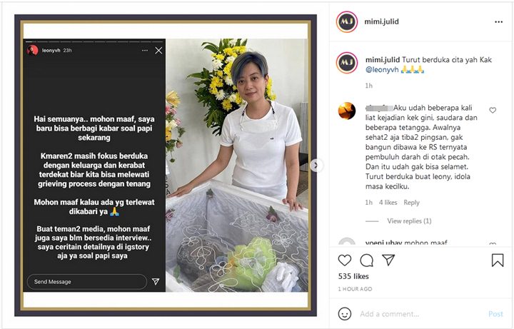 Leony Vitria Ungkap Kronologi Kepergian Sang Ayah, Dari Dilarikan ke RS Sampai Meninggal Dunia