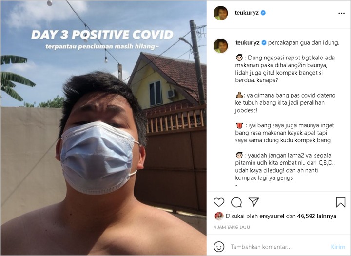 Kabarkan Terpapar Corona Malah Dituding Netizen Dapat ‘Endorse Covid-19’, Teuku Ryzki Meradang