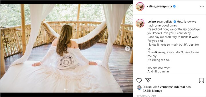Celine Evangelista Ungkap Fakta di Balik Postingan Soal Perpisahan, Gambarkan Isi Hati?