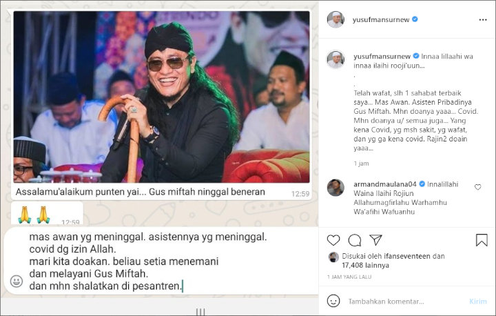 Beredar Kabar Gus Miftah Meninggal, Ustaz Yusuf Mansur Ungkap Fakta Sebenarnya