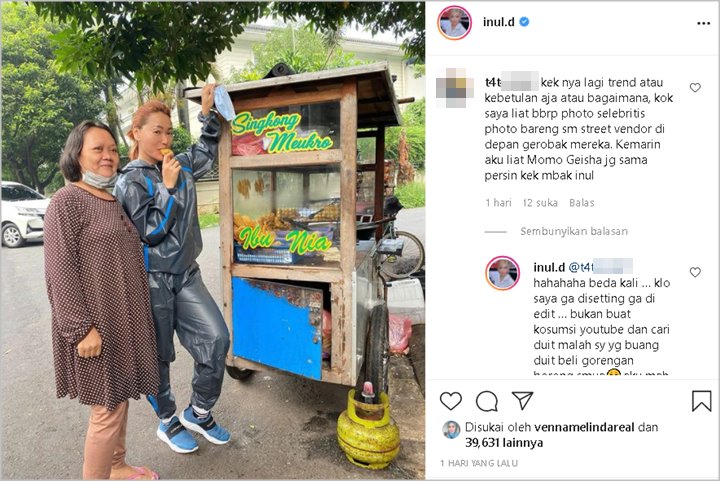 Potret Makan Gorengan Pinggir Jalan Dibandingkan dengan Momo Geisha, Inul Daratista Bereaksi Pedas