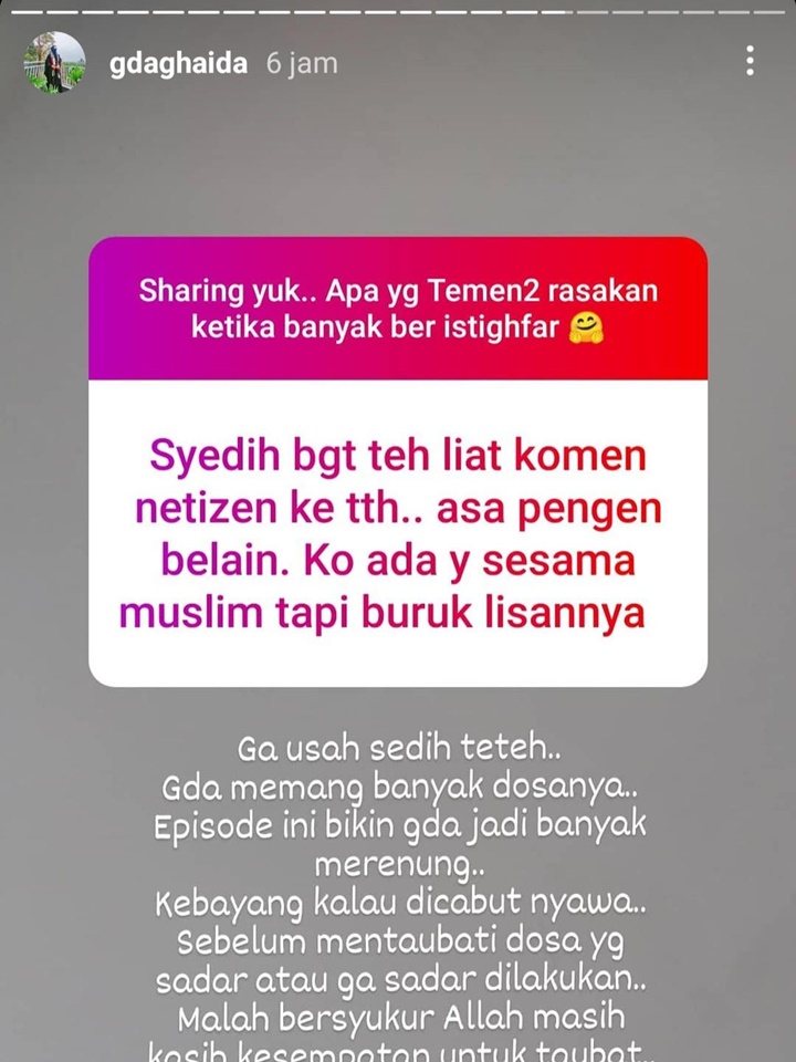 Putri Aa Gym Bersyukur Usai Disentil Dosa Bentak Teh Ninih di Masjid, Faktanya Bikin Terharu