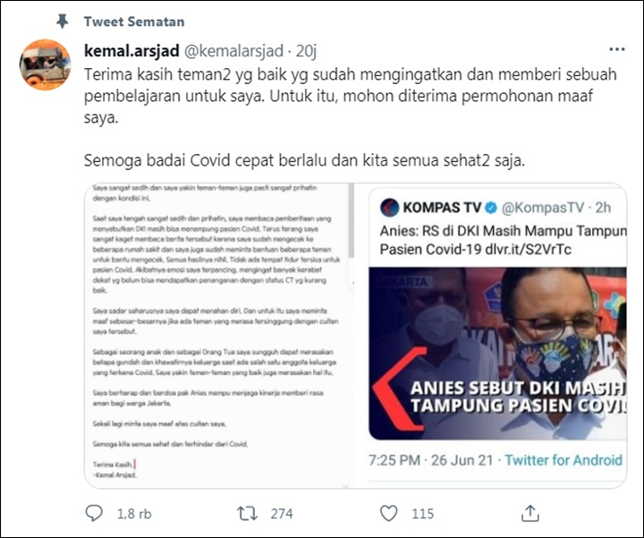 Permintaan Maaf Kemal Arsjad