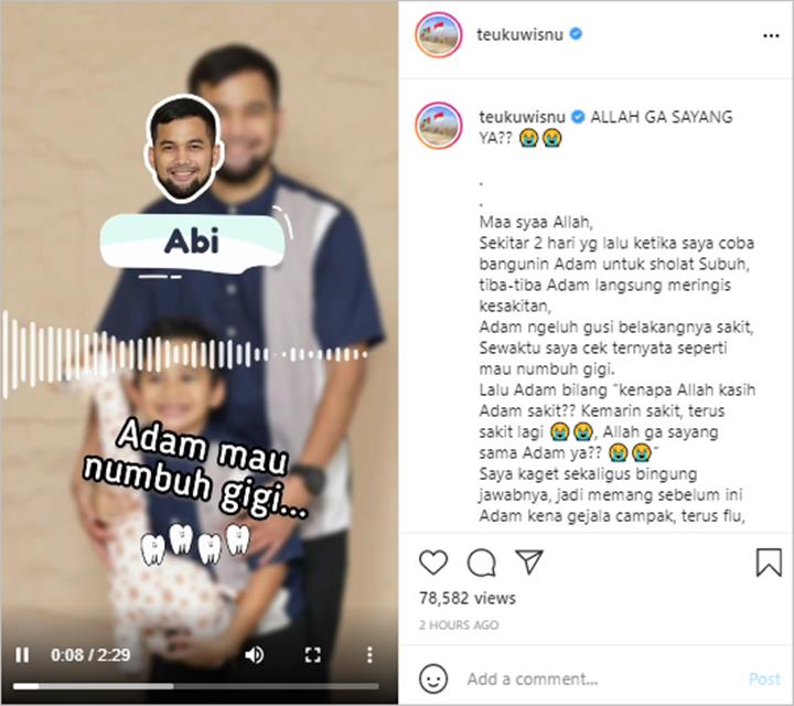 Teuku Wisnu Kaget Dan Bingung Sang Putra Sulung Pertanyakan Tuhan Ketika Diuji Sakit Bertubi Tubi