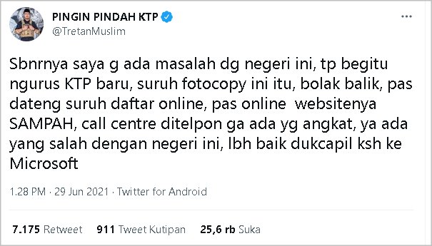 Tretan Muslim Curhat Sulitnya Urus KTP Baru: Saya Minta Bantuan Kaesang Aja