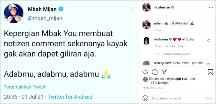 Mbak You Meninggal Dunia, Mbah Mijan Ingatkan Netizen yang Berkomentar Miring: Adabmu