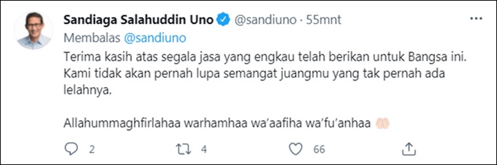 Belasungkawa Sandiaga Uno