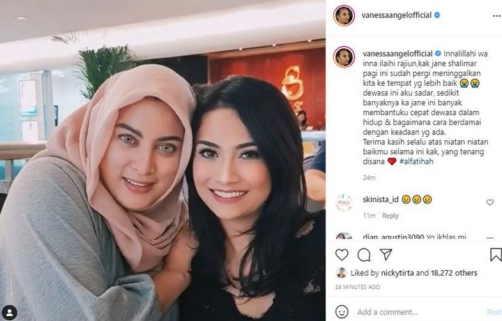 Vanessa Angel Tangisi Kepergian Jane Shalimar
