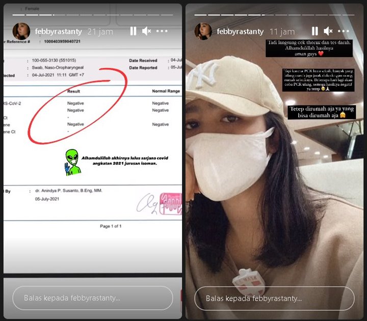 Febby Rastanty Girang Umumkan Negatif Covid-19, Lakukan Hal Manis Ini Langsung Dapat ‘Ceramah’