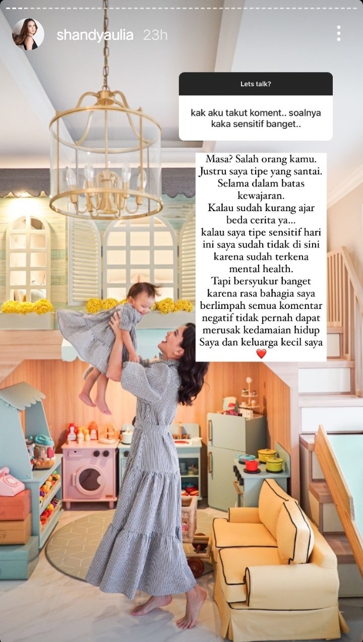 Bikin Netizen Takut, Begini Reaksi Shandy Aulia Disebut Terlalu Sensitif Soal Komentar Haters