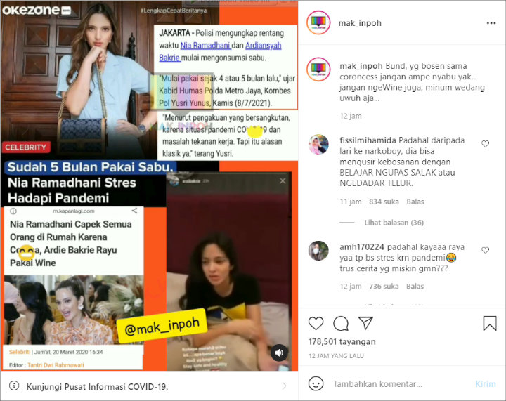 Video Nia Ramadhani Akui Stres Karena Covid-19 Hingga Diajak Ardi Bakrie Minum Wine Kembali Disorot