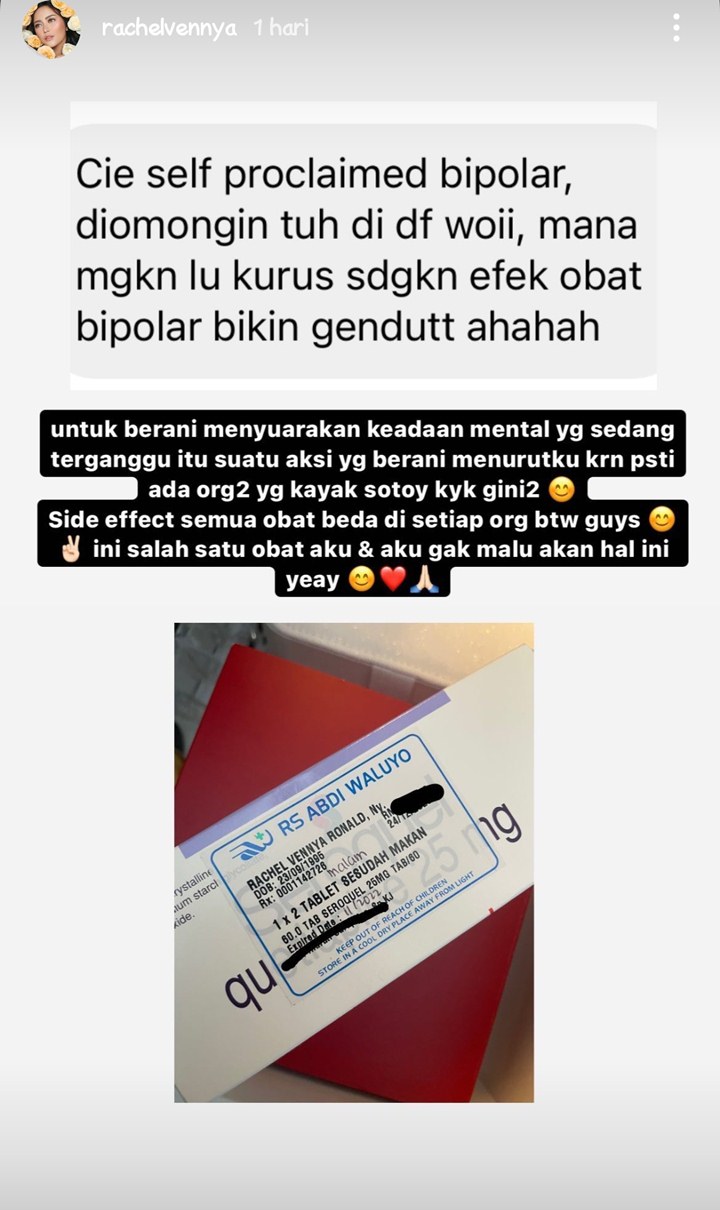 Pengakuan Rachel Vennya Idap Bipolar Dianggap Bohong
