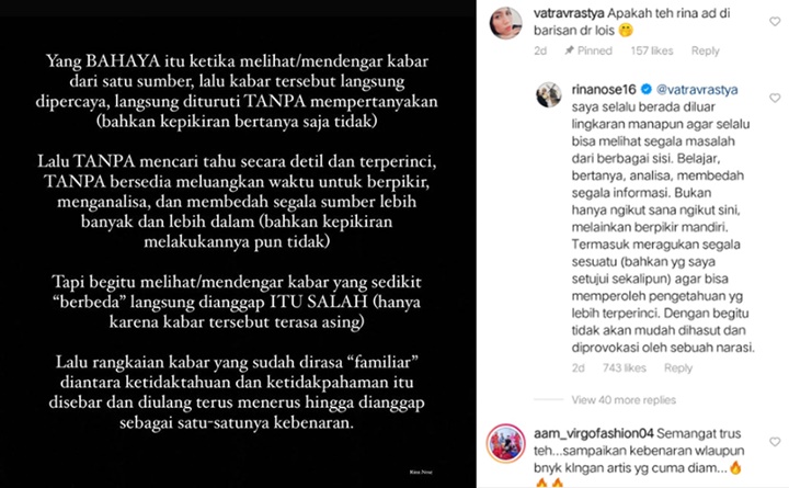 Rina Nose Disebut Akrab Hingga Dukung Dokter Lois Owien, Terkuak Pernah Konsultasi Soal Ini