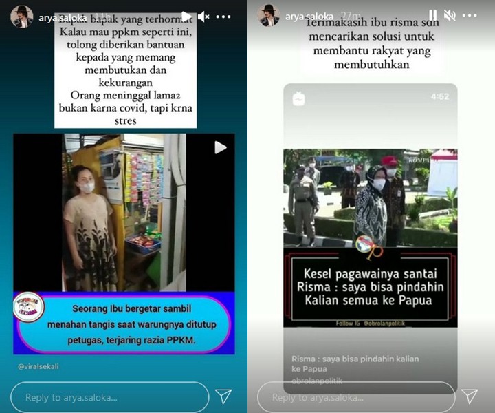 Arya Saloka Kritik Aturan PPKM Usai Viral Wanita Nangis Akibat Dirazia, Seret Nama Tri Rismaharini