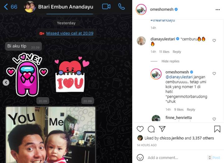 Ananda Omesh So Sweet Bareng Sang Putri, Istri Langsung Tunjukkan Rasa Cemburu