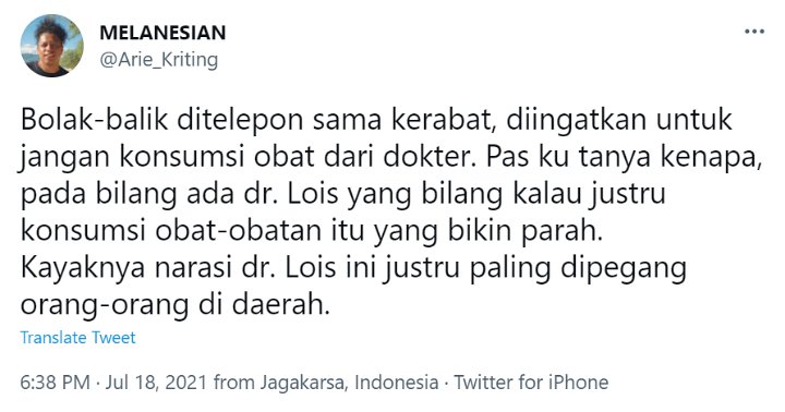 Positif COVID-19, Arie Kriting Dilarang Kerabat Minum Obat Gegara Kena Hoaks Dokter Lois