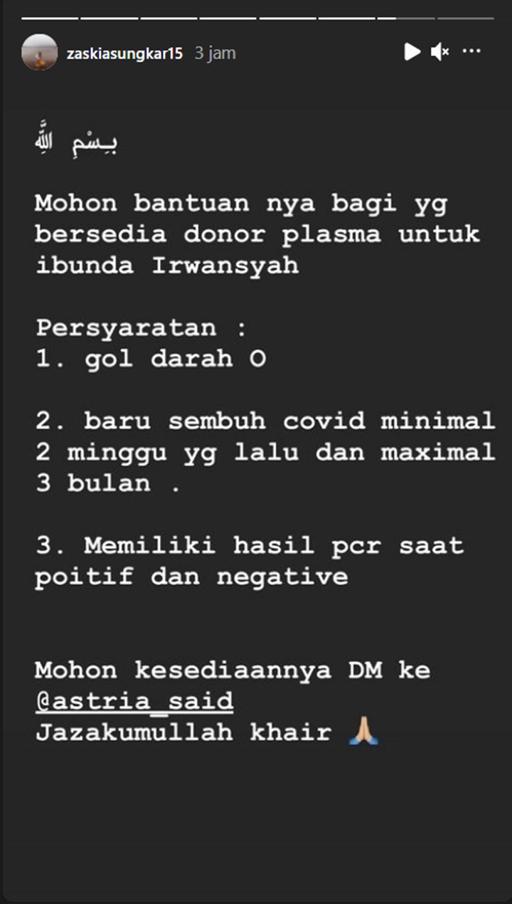 Sedang Dirawat Di Ruang ICU, Ibunda Irwansyah Kini Butuh Donor Plasma Konvalesen