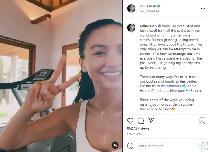 Seksi Pakai Tank Top, Raline Shah Pamer Wajah Asli Bermandikan Keringat Usai Olahraga