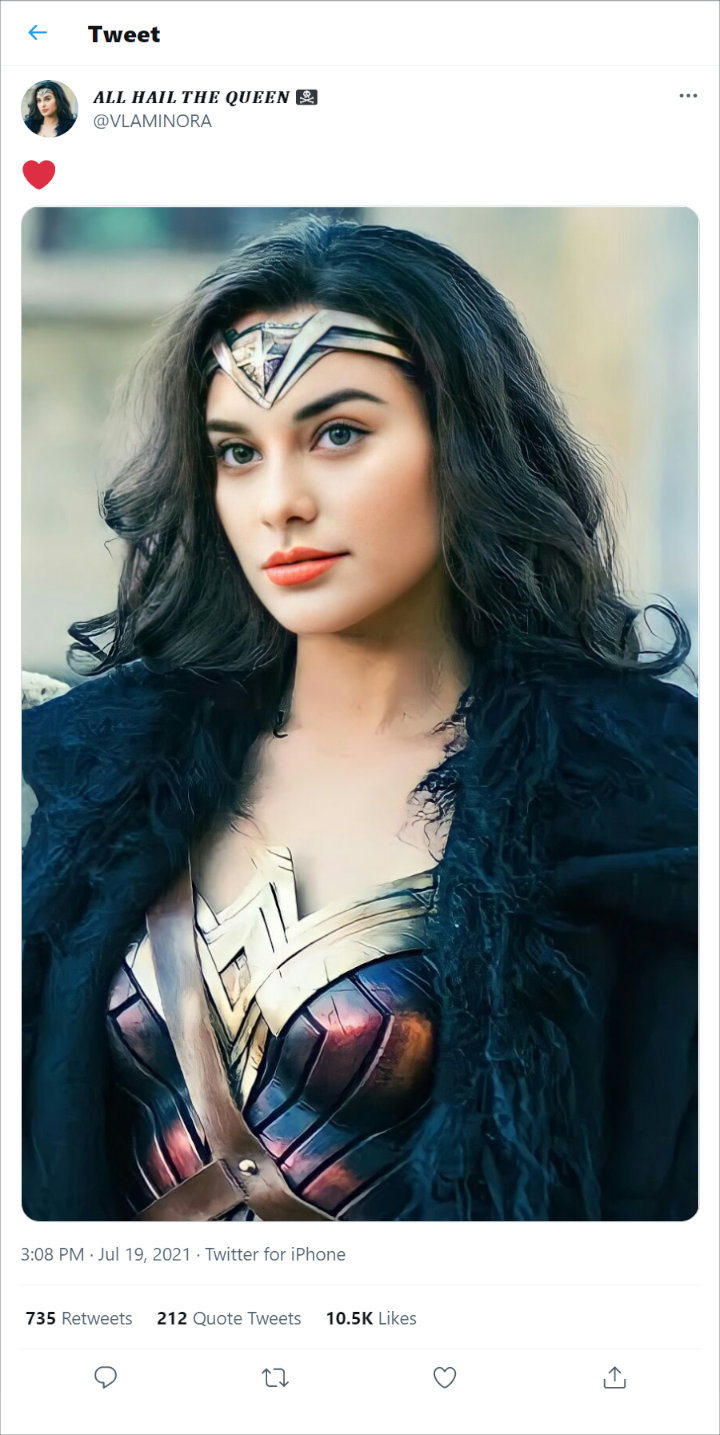 Nora Alexandra Dandan Ala Wonder Woman, Misteri Kemiripan Wajah dengan Gal Gadot Terpecahkan