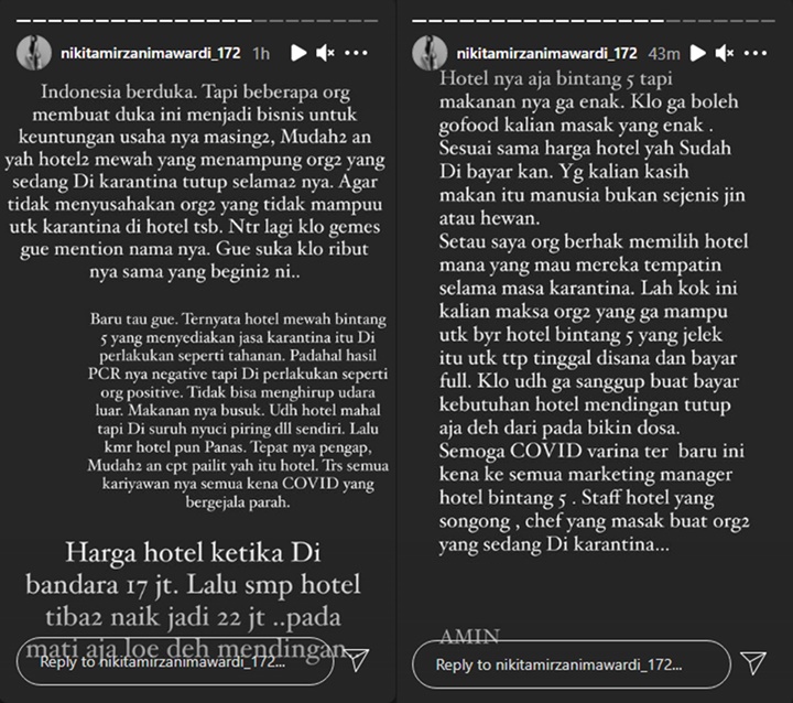 Nikita Mirzani Amuk Hotel yang Sengaja Peras Pasien Covid-19, Lontarkan Sumpah Serapah Ini