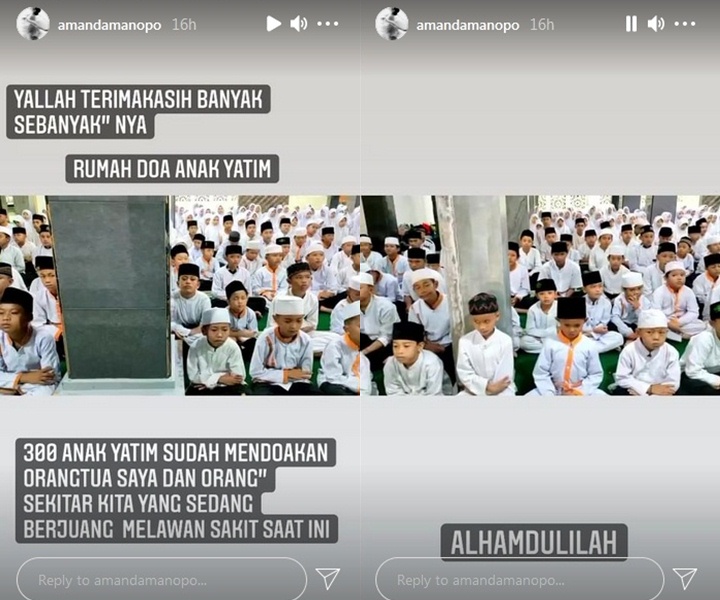 Non Muslim, Amanda Manopo Bersyukur 300 Anak Yatim Doakan Kesembuhan untuk Orangtuanya