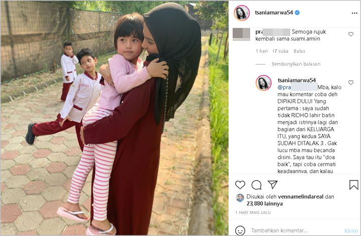 Ungkap Kerinduan ke Anak, Tsania Marwa ‘Semprot’ Netter yang Doakan Rujuk dengan Atalarik Syah