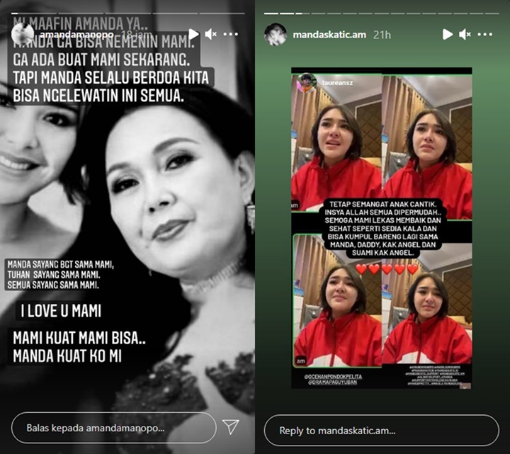 Tangis Amanda Manopo Pecah Saat Ibunda Divonis Alami Penggumpalan Darah di Otak