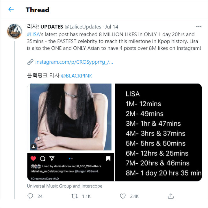 V BTS Samai Rekor Lisa BLACKPINK di Instagram Tanpa Akun Pribadi 1