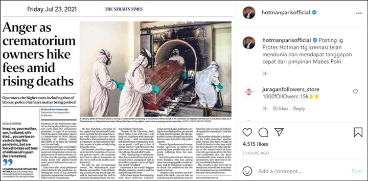Keren, Protes Hotman Paris Soal Biaya Selangit Kremasi Jenazah Covid-19 Sampai Mendunia