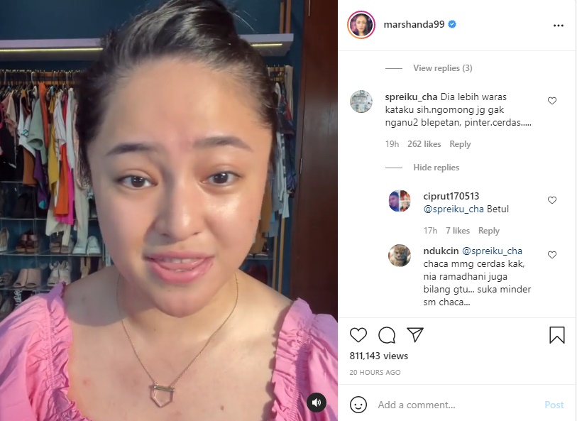 Idap Bipolar, Marshanda Disebut Orang Paling Waras Usai Posting Video Ini