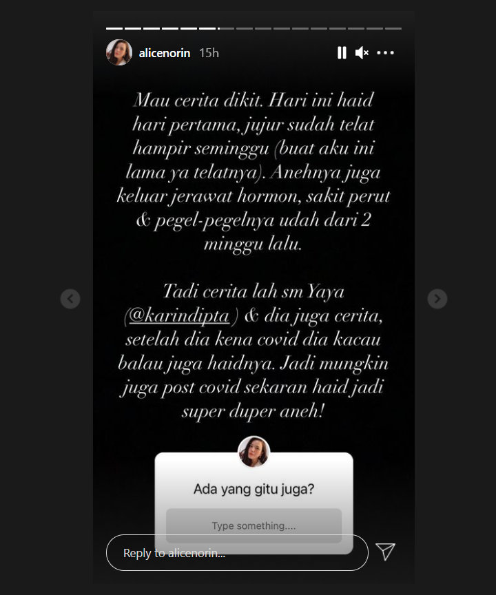 Alice Norin Panik Siklus Haid Kacau Usai Sembuh dari Covid-19, Begini Penjelasan Medis