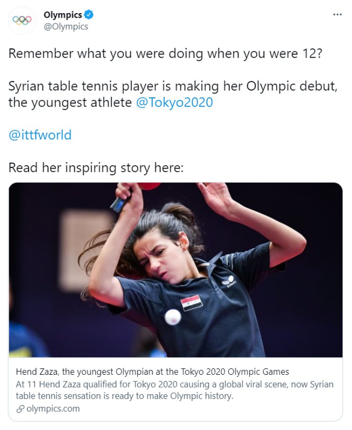 Masih 12 Tahun, Pemain Tennis Meja Syiria Jadi Pengibar Bendera Termuda di Pembukaan Olimpaide Tokyo