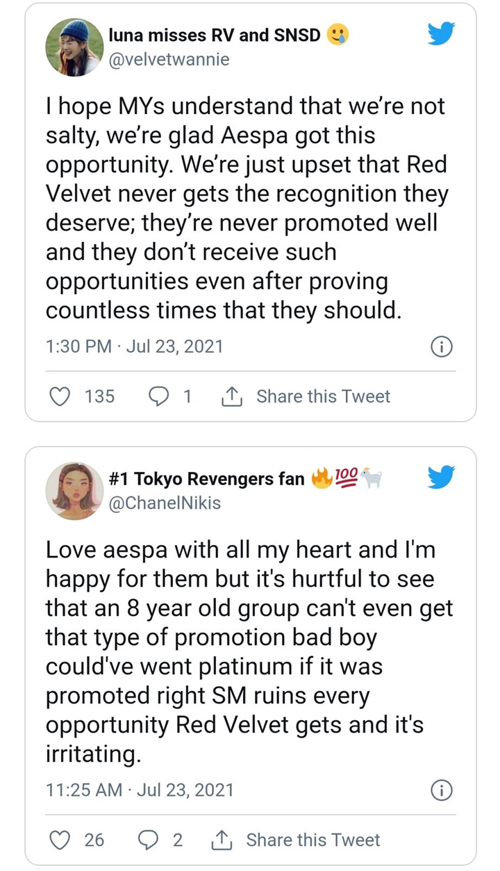 Fans Minta SM Promosikan Red Velvet Lebih Baik, Sakit Hati aespa Dikontrak Label AS Duluan